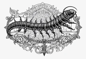 medieval centipede 
 with a fine point and sketch style tattoo idea