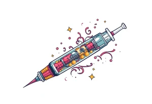 Syringe full of super powers tattoo idea