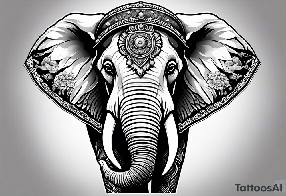 Elephant wearing a helmet tattoo idea
