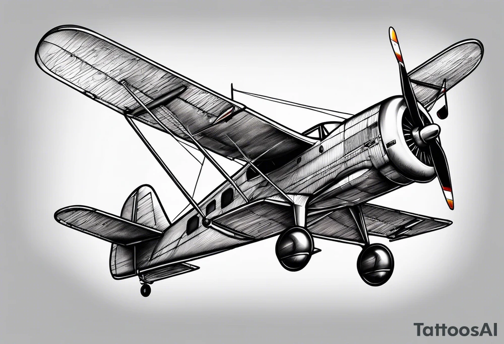 sketch of adventure plane in perspective from the bottom tattoo idea