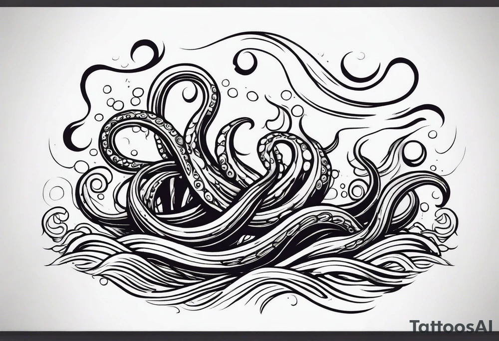 The tentacles of a kraken coming out of the water tattoo idea