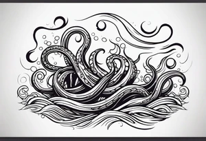 The tentacles of a kraken coming out of the water tattoo idea