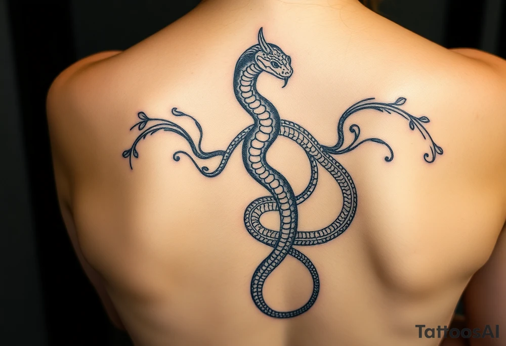 Snake rebirth shedding skin Javanese 
Down spine tattoo idea