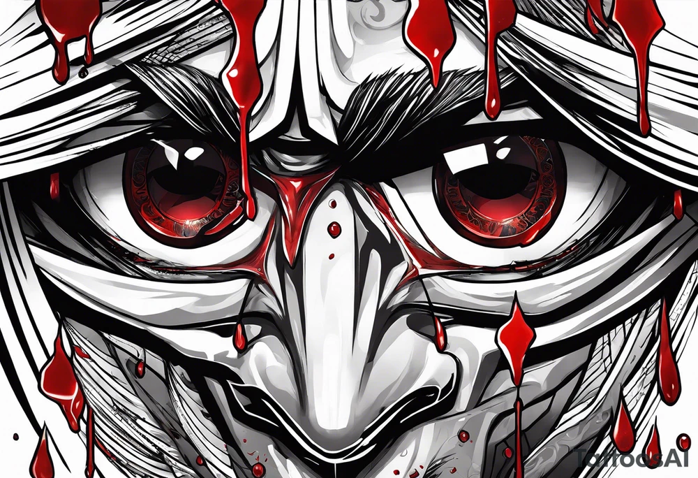 Bloody tears flow from Alucard's eye in Hellsing tattoo tattoo idea