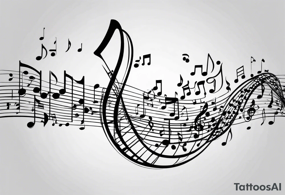 Music notes shaped as DNA helix tattoo idea