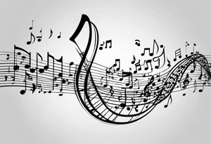 Music notes shaped as DNA helix tattoo idea