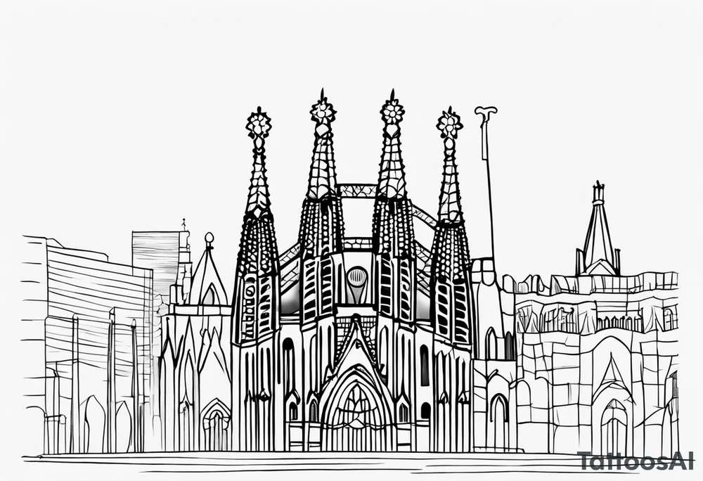I would like a tattoo in my left back arm that represents Barcelona in a minimalist way tattoo idea