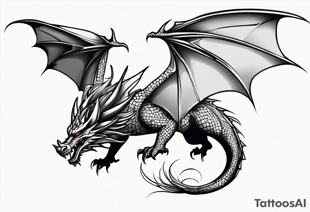 Dragon flying  tattoo in back tattoo idea