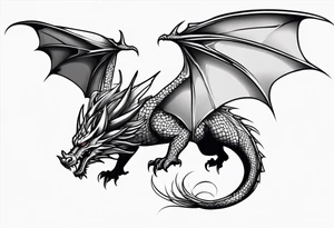 Dragon flying  tattoo in back tattoo idea