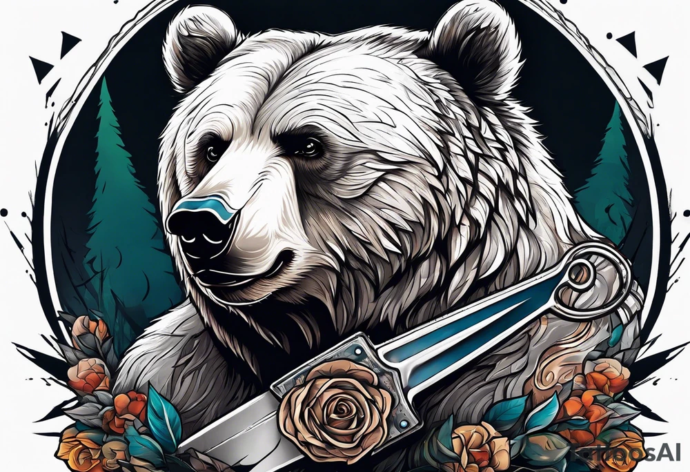 bear with saw tattoo idea