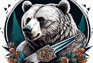 bear with saw tattoo idea