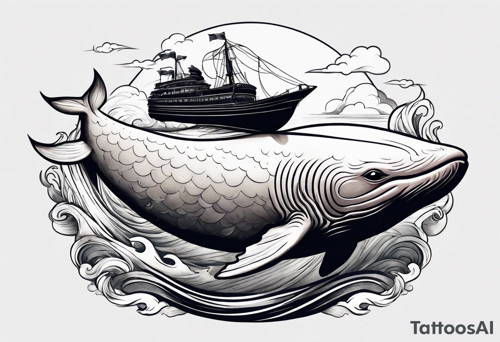 hairless cat riding a whale tattoo idea