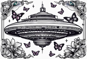 ufo and butterflies tattoo idea