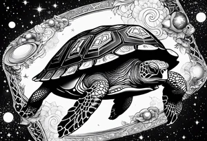 turtle in outer space tattoo idea