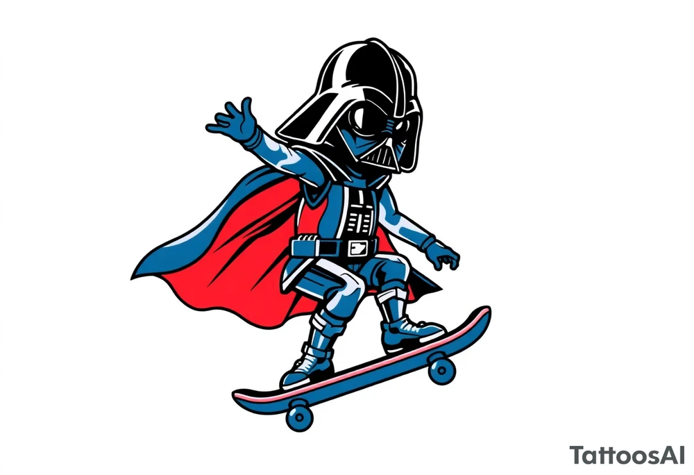 Darth Vader skateboarding >
blue & red tattoo idea