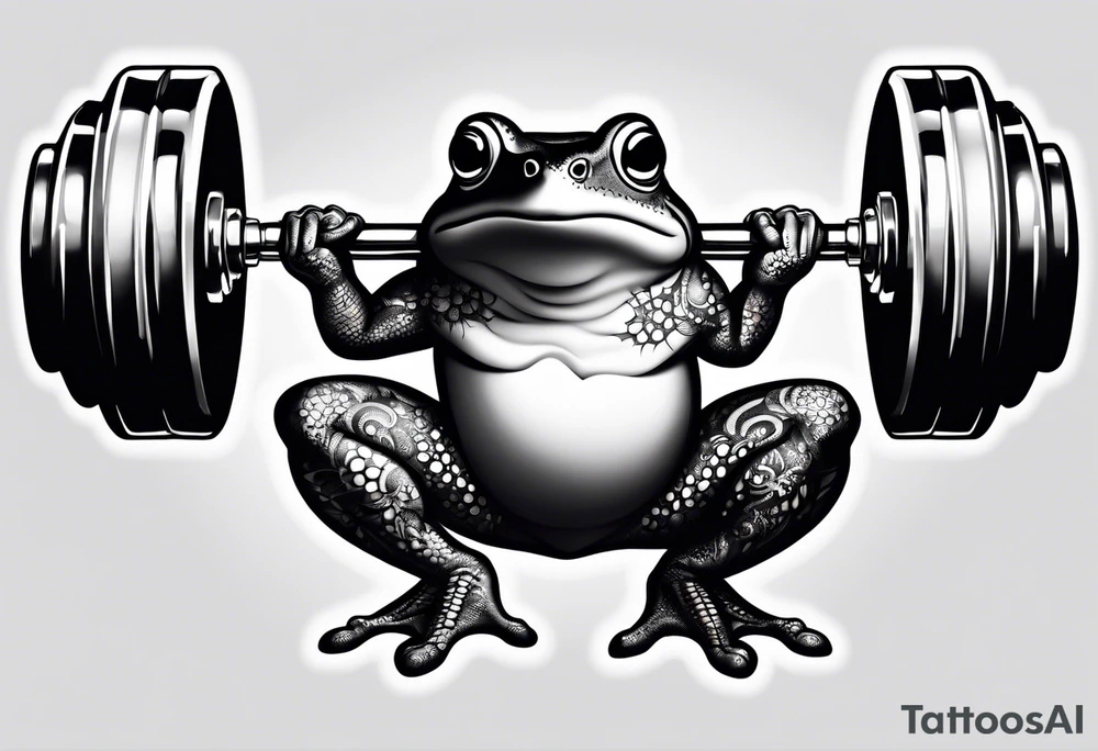 Toad lifting dumbbells tattoo idea