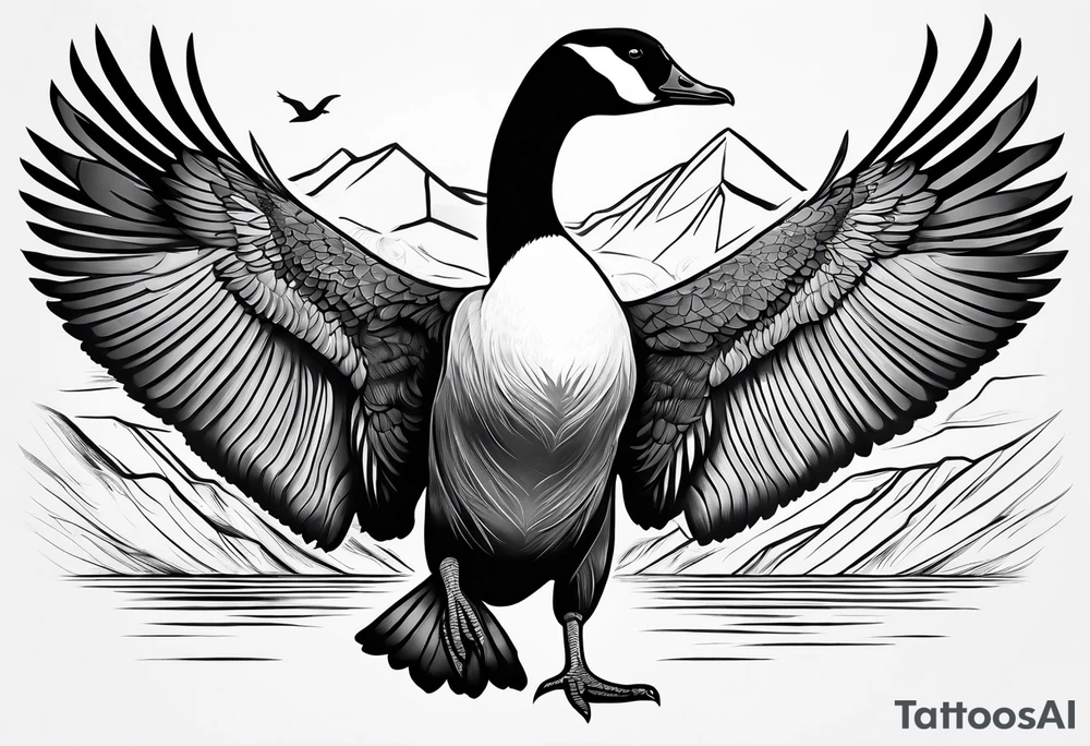 canadian goose stretching tattoo idea
