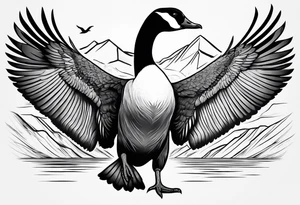 canadian goose stretching tattoo idea