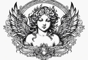 Flying Cherub renaissance style tattoo idea
