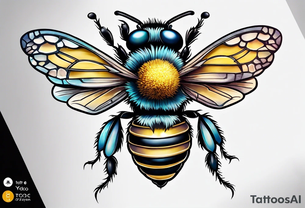 Small tattoo. There’s a hydrangea and a bee but they are not touching. Make the bee smaller than the hydrangea and have the bee off to the side. tattoo idea