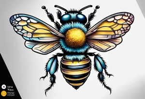 Small tattoo. There’s a hydrangea and a bee but they are not touching. Make the bee smaller than the hydrangea and have the bee off to the side. tattoo idea
