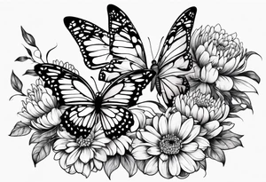 Butterflies and chrysanthemums tattoo idea