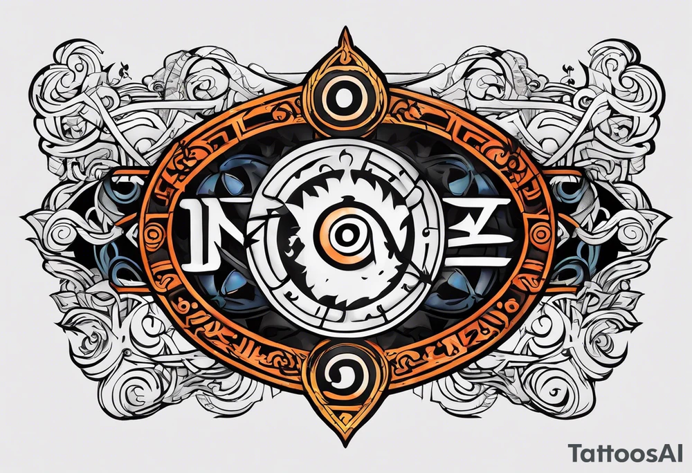 A naruto headband with the letters AR in the middle tattoo idea