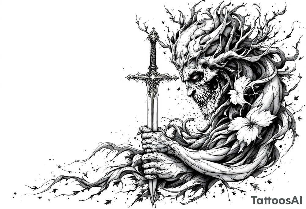 Relentless, sword, Christian, family, happiness tattoo idea