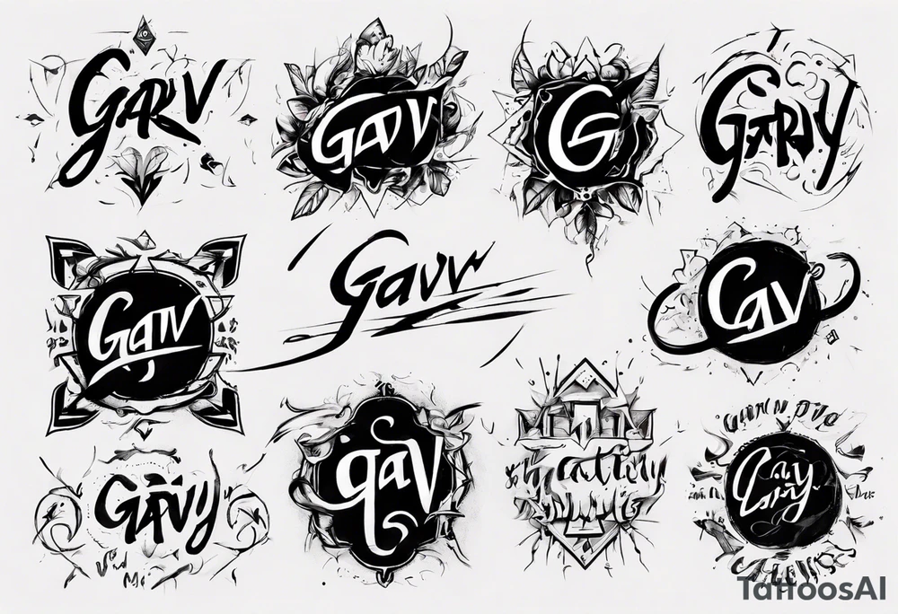 The word GARV as a handwritten signature tattoo idea