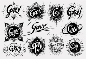 The word GARV as a handwritten signature tattoo idea