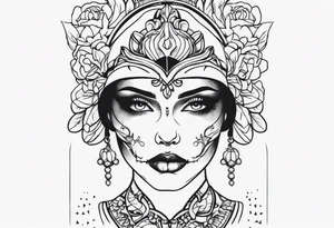 SKULL FEMALE FACE tattoo idea