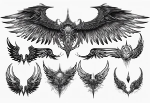 dark mystical wings tattoo idea
