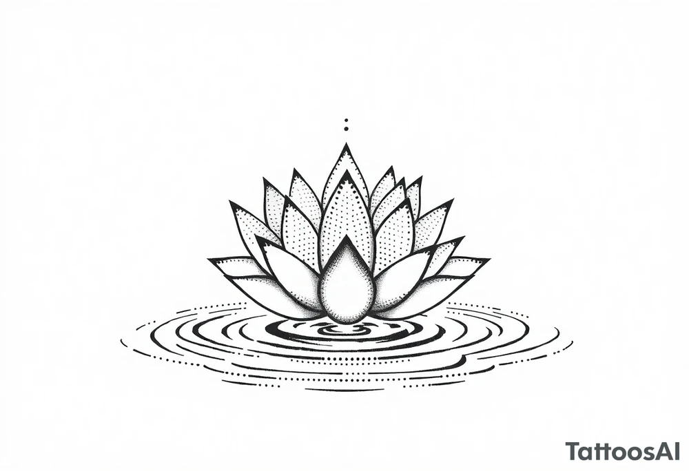 serene lotus flower emerging from sacred waters with ripples tattoo idea
