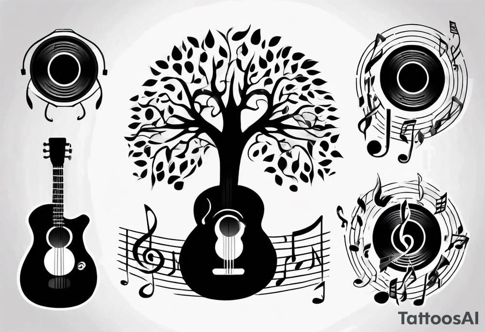 music speaker note tree stave notes tattoo idea