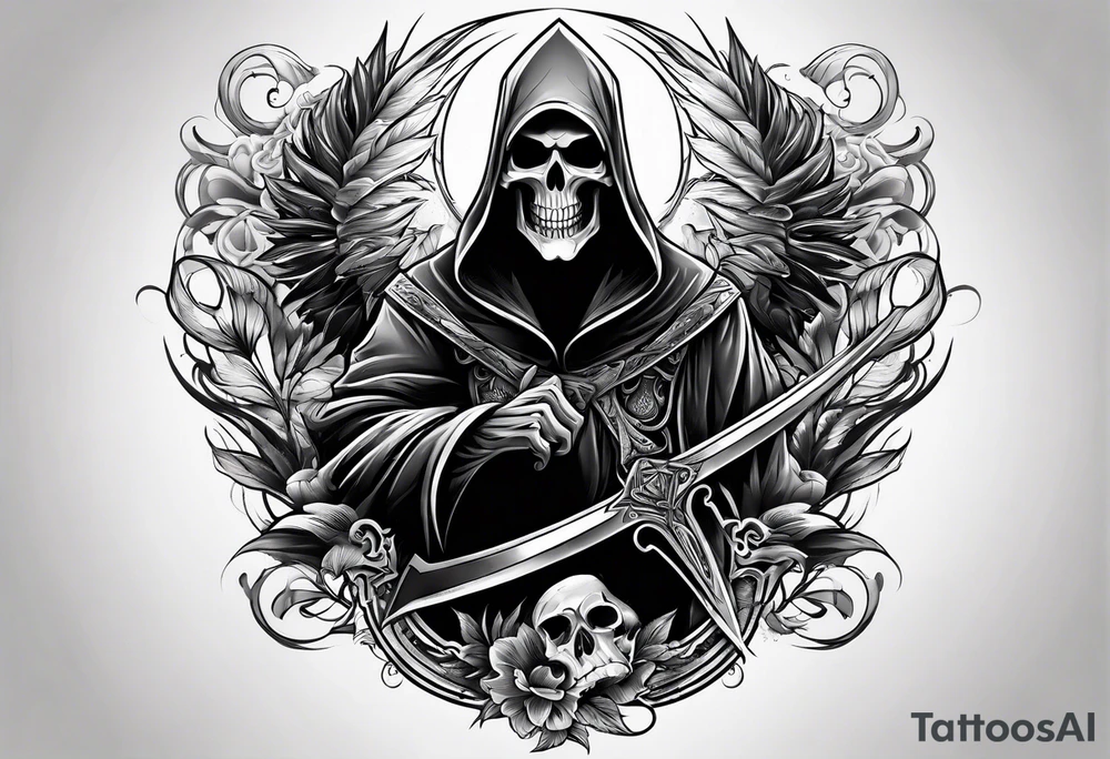 Stomach tattoo 
Reaper tattoo idea
