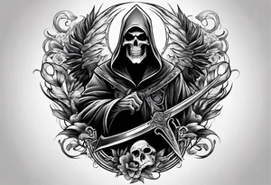 Stomach tattoo 
Reaper tattoo idea
