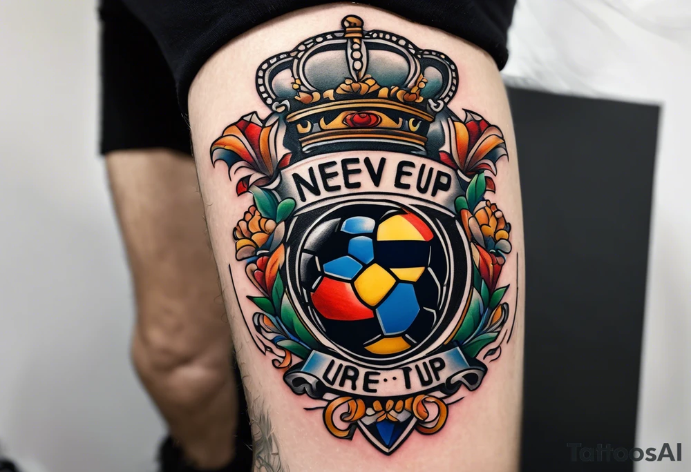 never give up, soccer, golfing, motorbike, coaching soccer, gym, friends, Holland, France, music tattoo idea