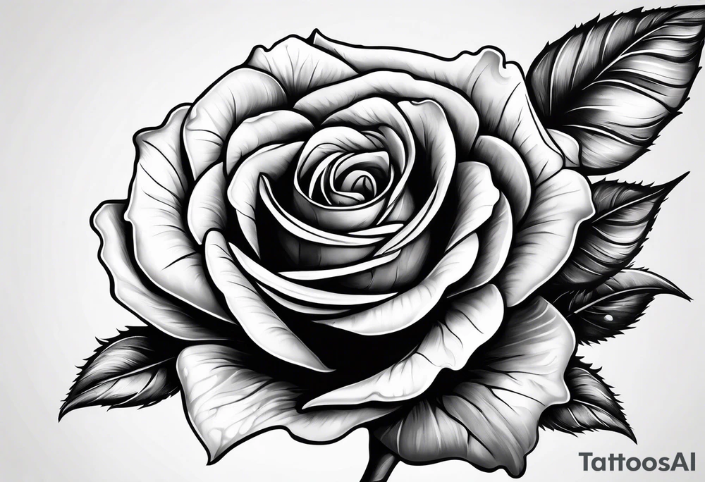 A long stem rose stem stabbed through a human hand tattoo idea