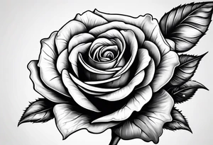 A long stem rose stem stabbed through a human hand tattoo idea