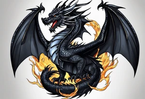 Black dragon surrounded by lightning. tattoo idea