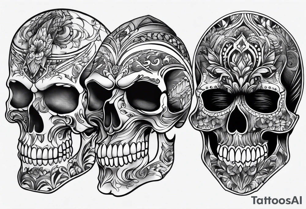 blackout style with skull arm desings tattoo idea