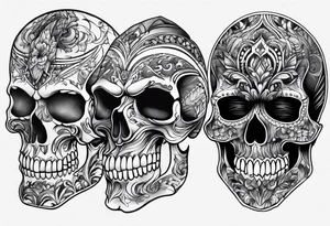 blackout style with skull arm desings tattoo idea