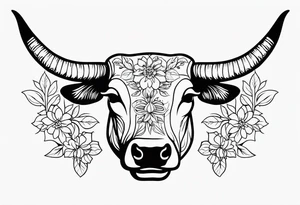 floral steer head bones tattoo idea