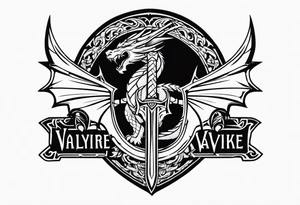 Valhalla sword shield dragon axe valkyrie tattoo idea