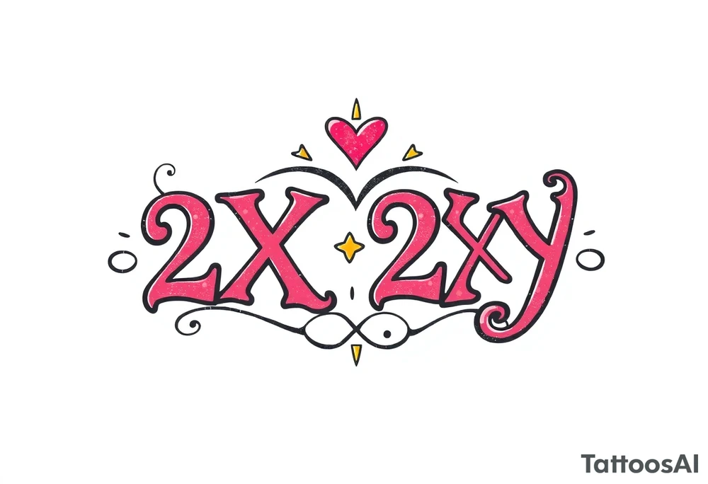 Tattoo that says 2XX 2XY in cute font tattoo idea