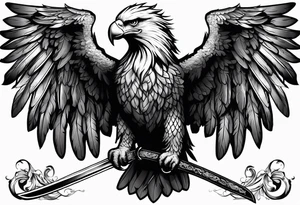Eagle. 

Clutching a sword. 

Scroll with the words "Death Before Dishonor" tattoo idea
