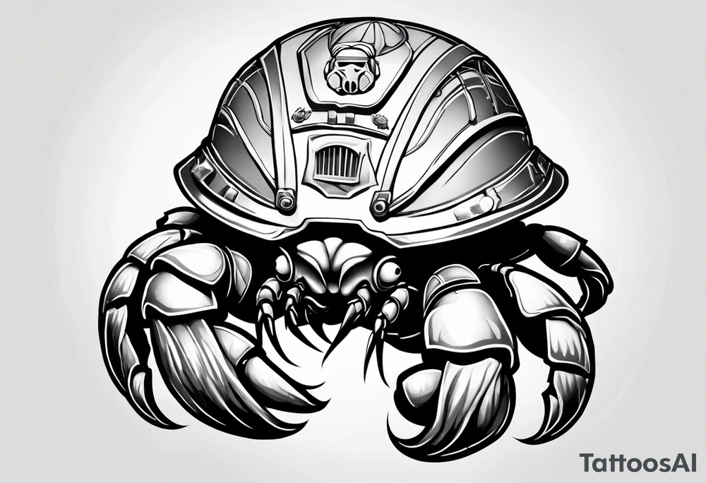 hermit crab wearing a storm trooper helmet tattoo idea