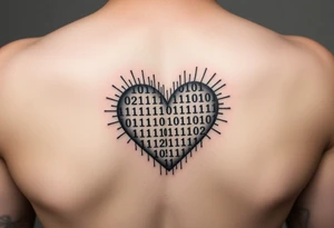 Tattoo of a binary code forming the shape of a heart tattoo idea