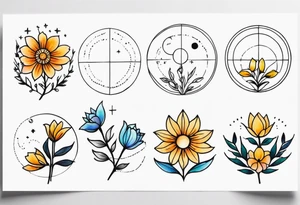 Lunar phases flowers tattoo idea