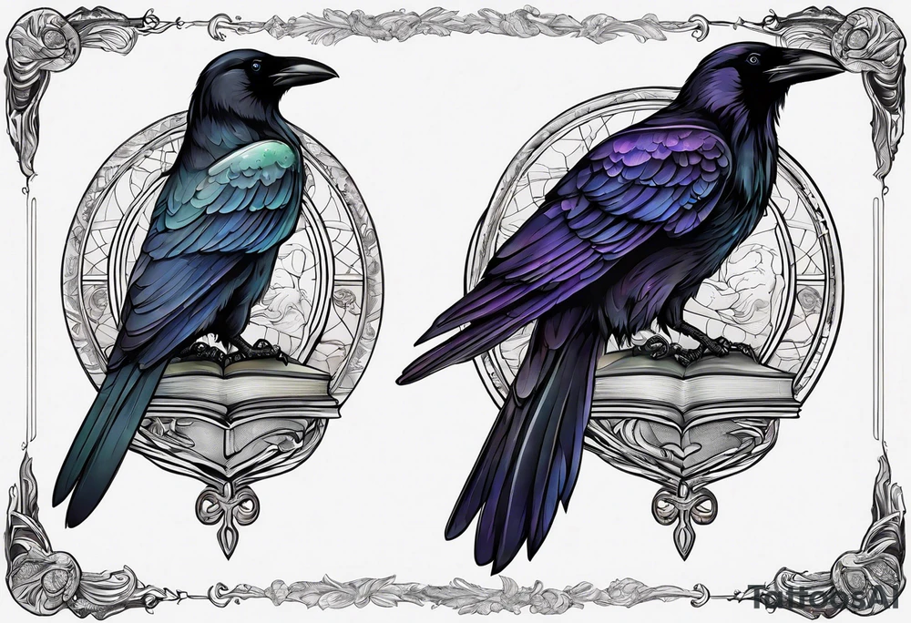 Book with dagger and a raven tattoo idea